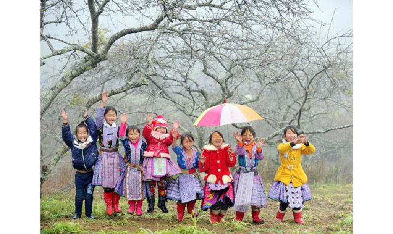 Khách du lịch sẽ được nhìn thấy trẻ em người H’Mông ở bản Tà Số (Mộc Châu, Sơn La) vui đón Tết.