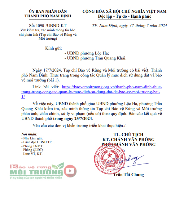 Về công tác quản lý sử dụng đất và bảo vệ môi trường của HTX Rau cá Tiền Phong trên địa bản quản lý của phường Trần Quang Khải.